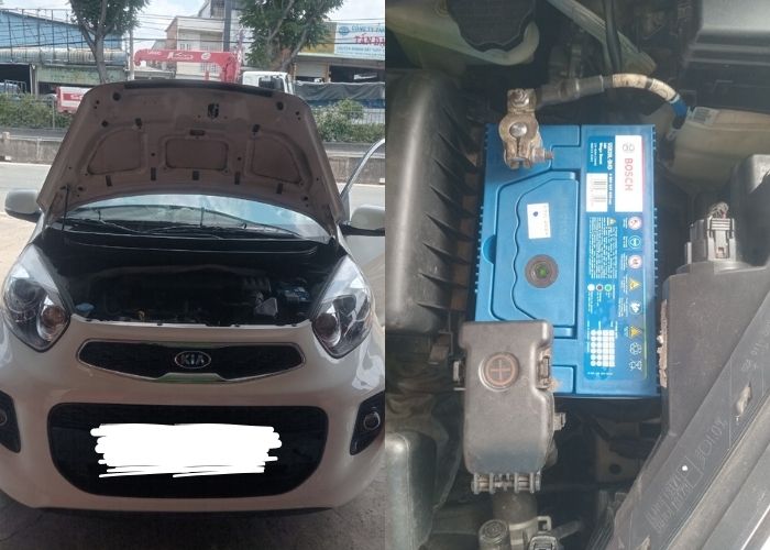 Hình ảnh thay ắc quy Bosch xe Kia Morning