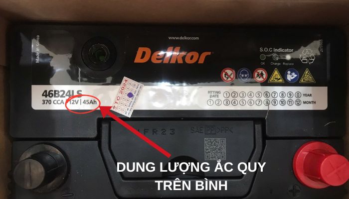 Hình ảnh dung lượng ắc quy trên bình