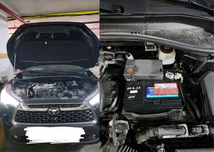 Hình ảnh thay ắc quy cho xe Toyota Yaris Cross chính hãng tại tphcm