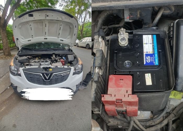 Hình ảnh thay ắc quy xe Vinfast Fadil