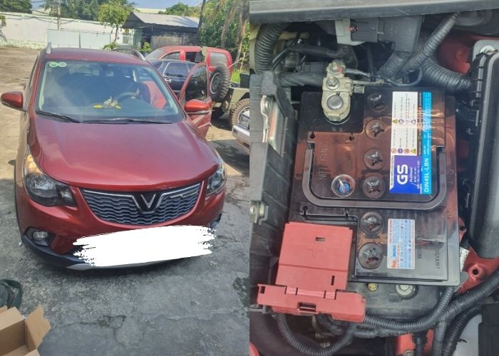 Hình ảnh thay ắc quy xe Vinfast Fadil