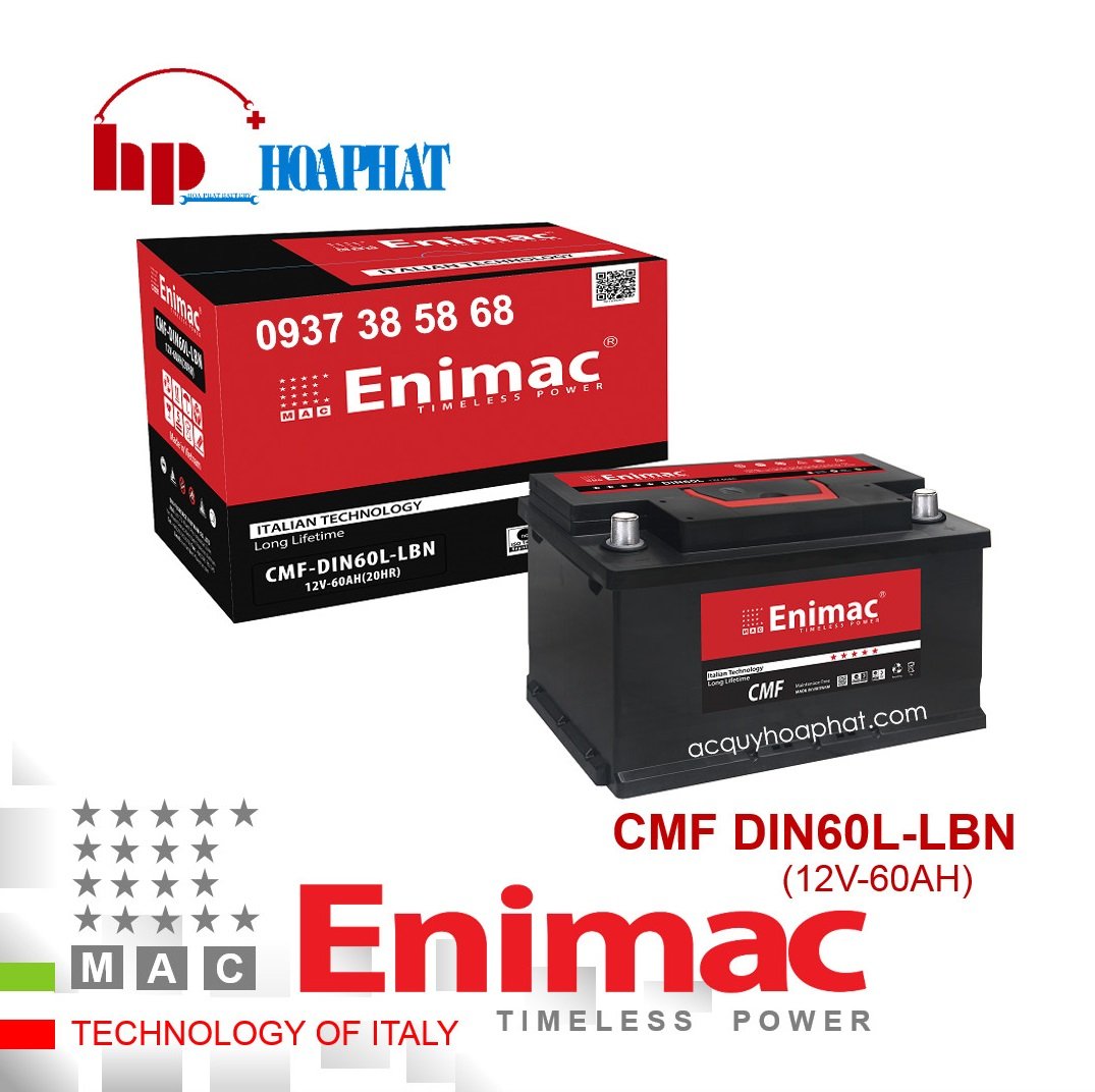  ẮC QUY ENIMAC CMF DIN60L-LBN (12V-60AH)