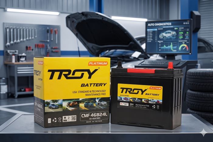 Bình ắc quy Troy Khô Miễn Bảo Dưỡng