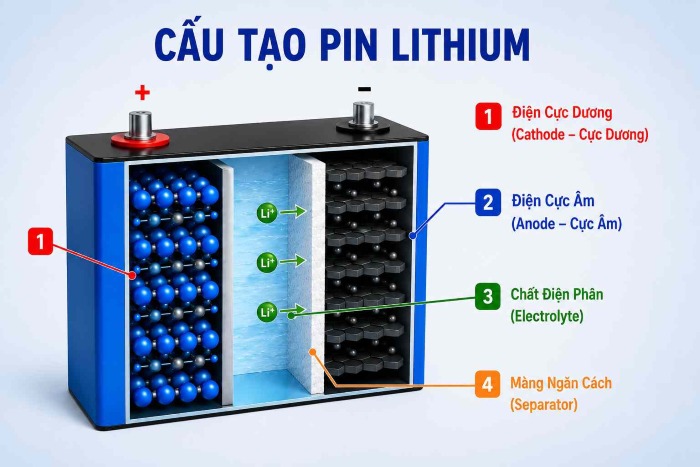 Thành Phần Cấu Tạo Pin Lithium