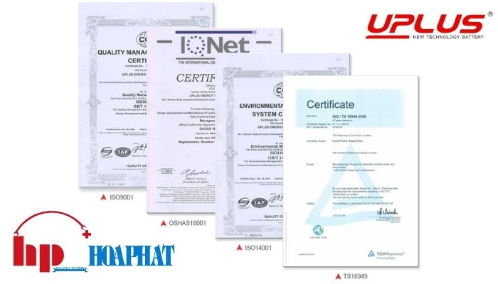 Các chứng nhận chất lượng của ắc quy Uplus