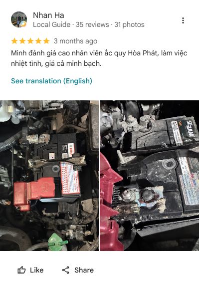 Đánh giá của anh Nhân về chất lượng dịch vụ tại Hoà Phát