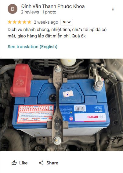 đánh giá từ khách hàng mua bình ắc quy tại cầu ông lãnh