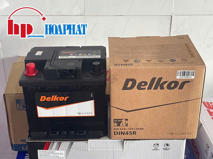 Bình ắc quy Delkor DIN45R 12V 45Ah Chính Hãng