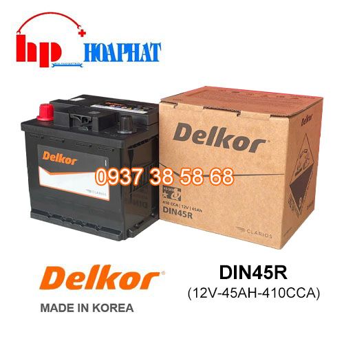Ắc Quy Delkor DIN45R (12V-45Ah) Chính Hãng
