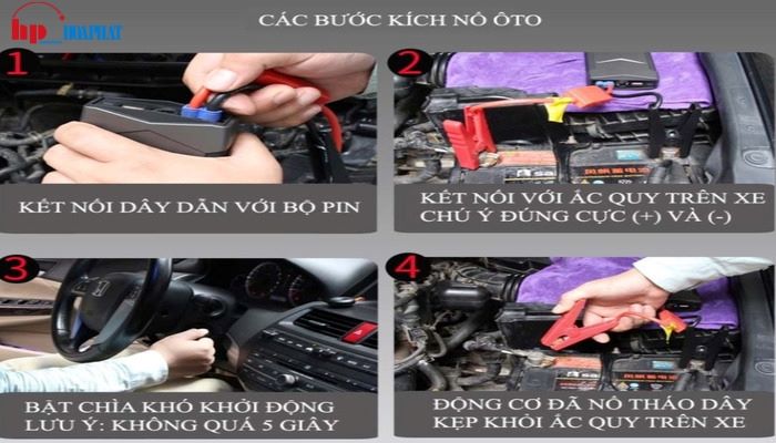 Cách kích bình oto bằng bộ kích bình xe ô tô