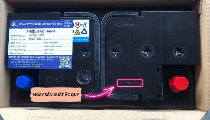 Ngày sản xuất trên ắc quy