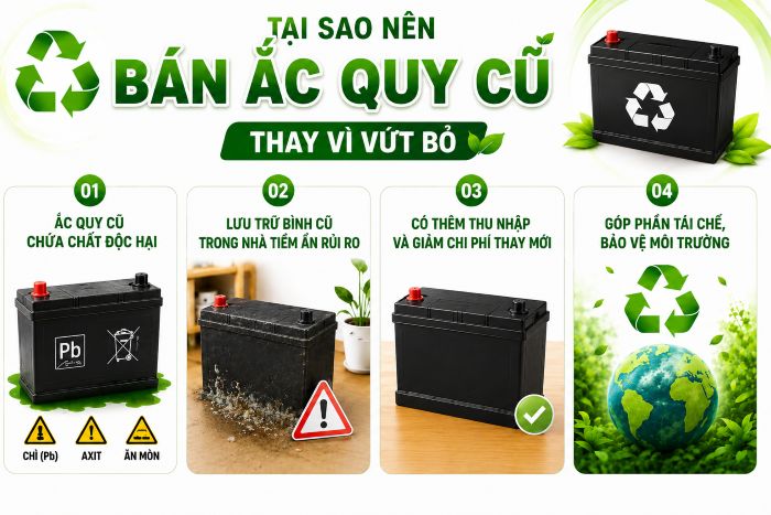 Tại sao nên bán bình ắc quy cũ thay vì vứt bỏ hoặc để trong nhà