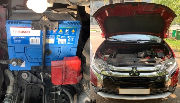 Lắp đặt ắc quy Bosch 55D23L cho Mitsubishi Outlander