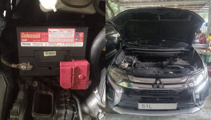 Thay bình ắc quy Colossus 75D23L cho xe Mitsubishi Outlander