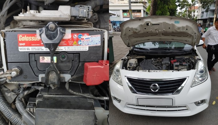 Lắp đặt ắc quy xe Nissan Sunny từ Hoà Phát