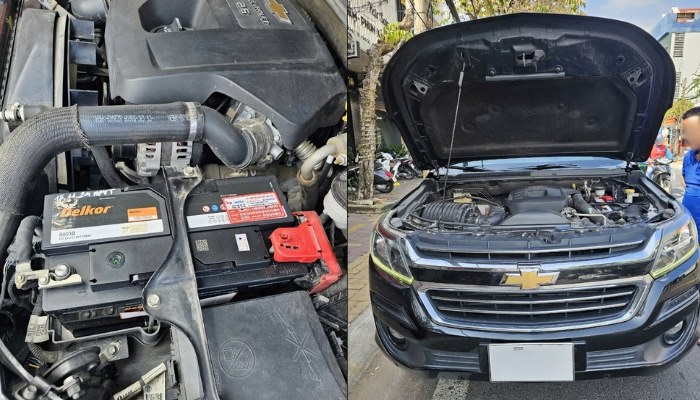 Lắp đặt bình ắc quy Delkor 60038 cho xe Chevrolet Trailblazer tại Hoà Phát