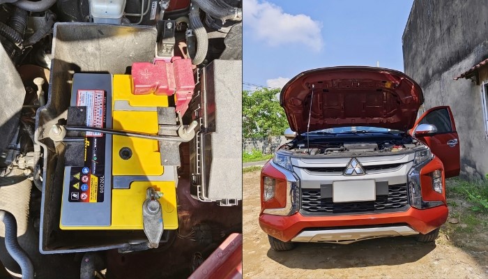 Lắp đặt ắc quy Đồng Nai 90D26L cho Mitsubishi Triton