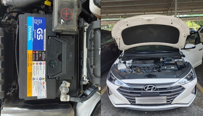 Lắp đặt ắc quy GS DIN60L cho xe Hyundai Elantra