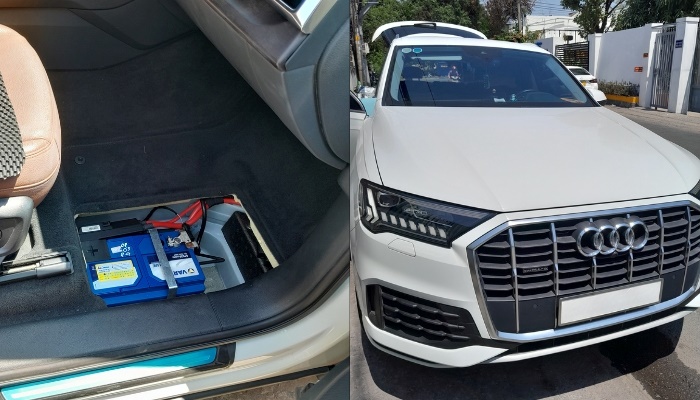 Thay bình ắc quy Varta 57539 cho xe Audi Q7 tại Ắc Quy Hoà Phát