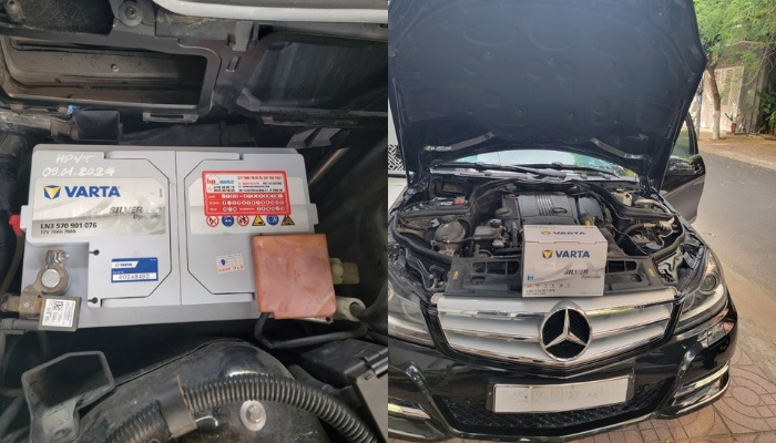 Thay bình ắc quy Varta LN3 cho Mercedes C200 tận nơi