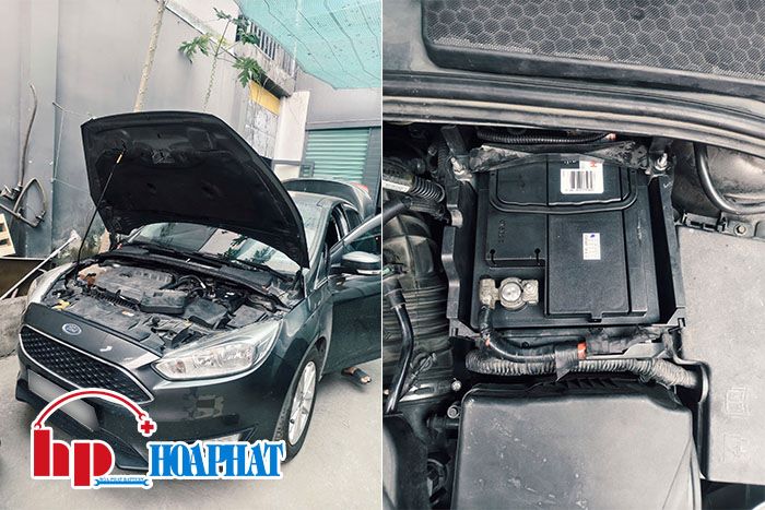 Kỹ thuật viên Hòa Phát thay ắc quy xe Ford Focus tận nơi