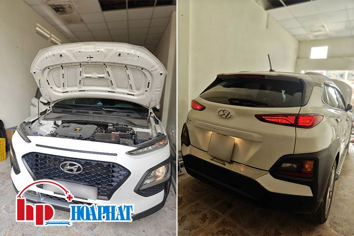 Đội kỹ thuật Hòa Phát thay ắc quy tận nơi cho xe Hyundai Kona