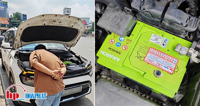 Kỹ thuật viên thay ắc quy xe Kia Carens tận nơi tại Ắc Quy Hòa Phát