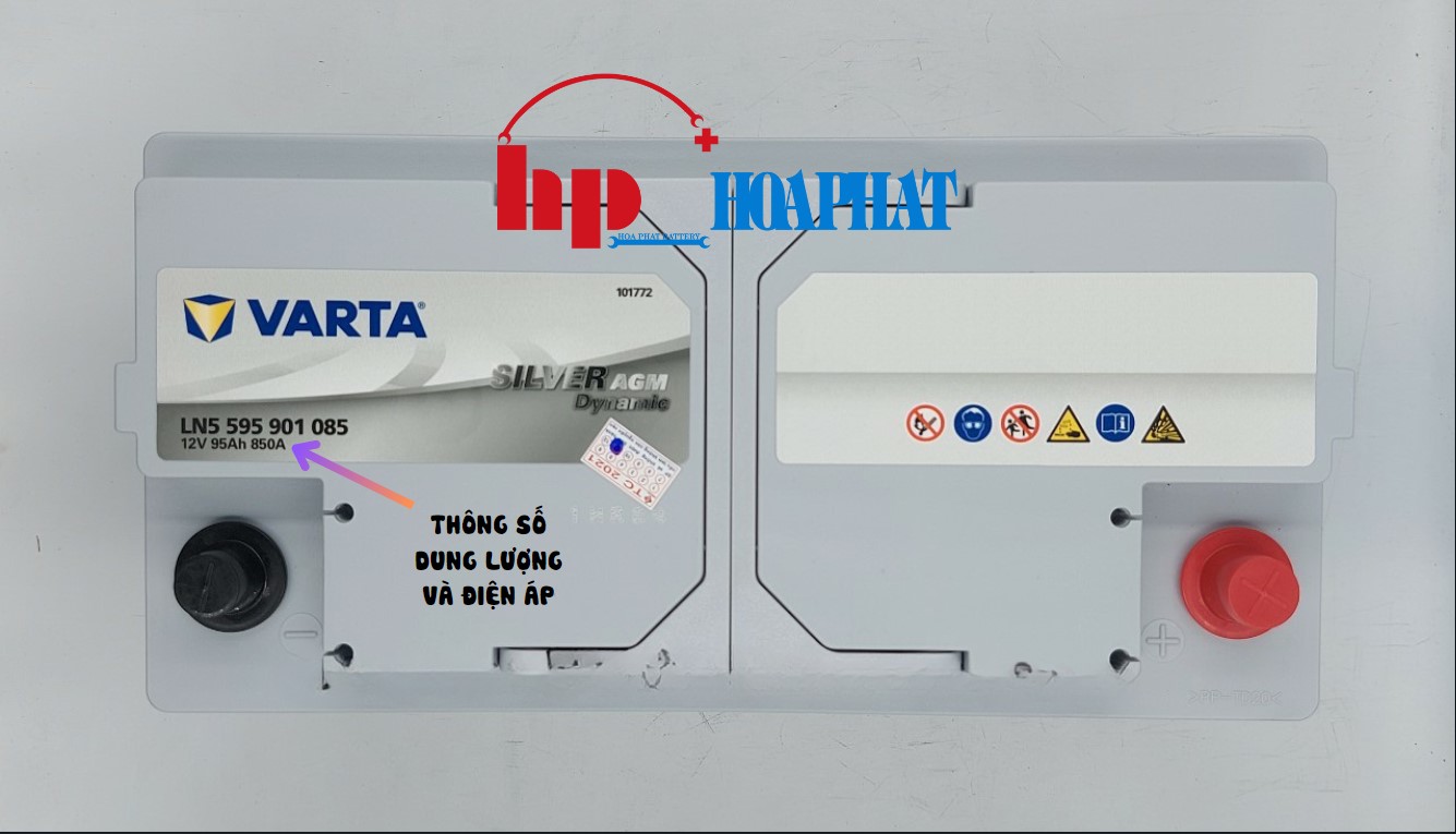 Thông số được in trên bề mặt ắc quy