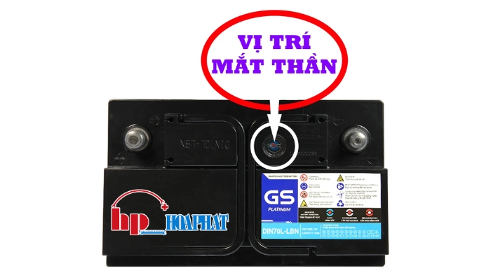 Vị trí mắt thần trên bình ắc quy